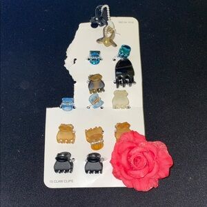 Elegant Hair Claw Clips Set - Black, Blue, Tan